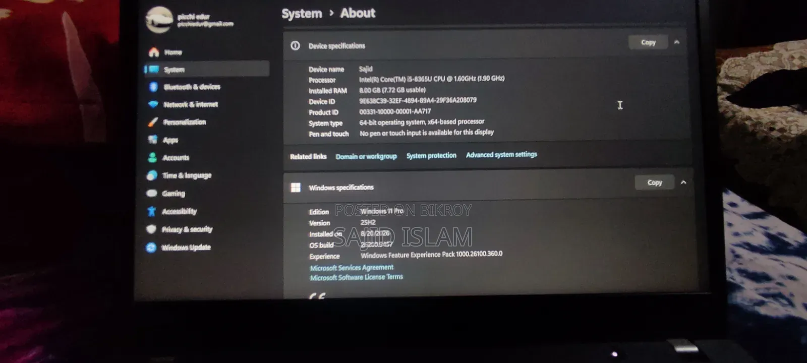 Laptop Lenovo ThinkPad T490s 8GB Intel Core i5 SSD 256GB