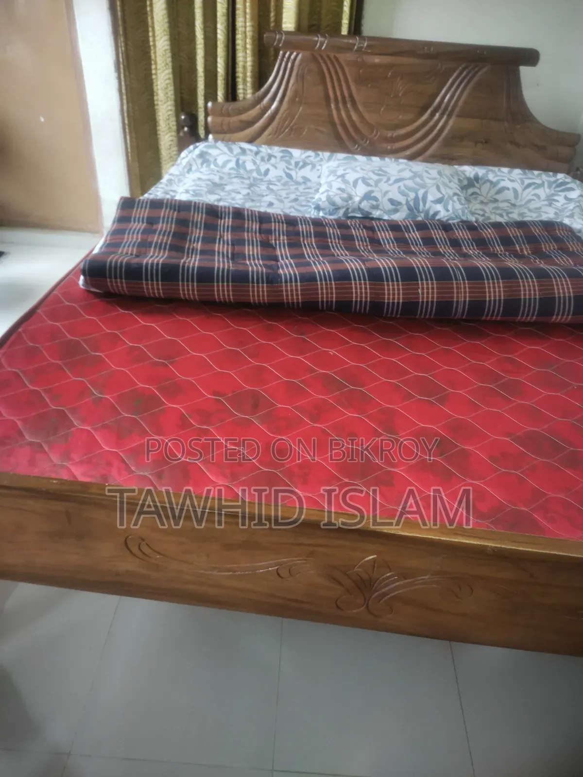 Bed with Mattress, Chair, and Table for Sale