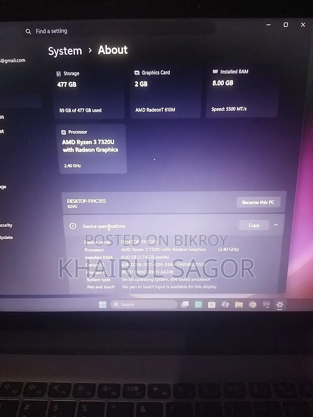 Laptop Lenovo G580 8GB AMD Ryzen 3 SSD 500GB