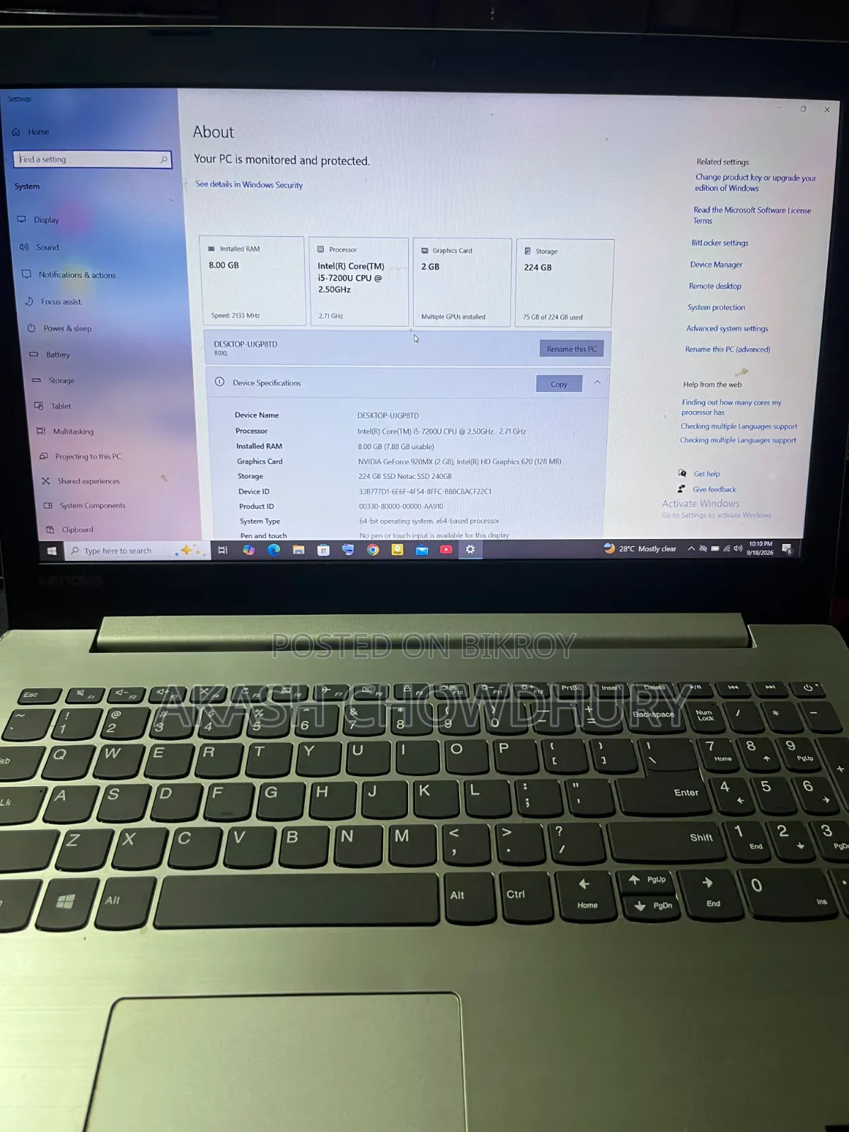 Laptop Lenovo IdeaPad 330 8GB Intel Core i5 SSD 256GB