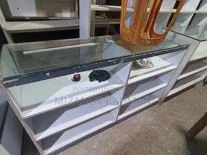 Old new racks, tables, almirahs, counters are available.