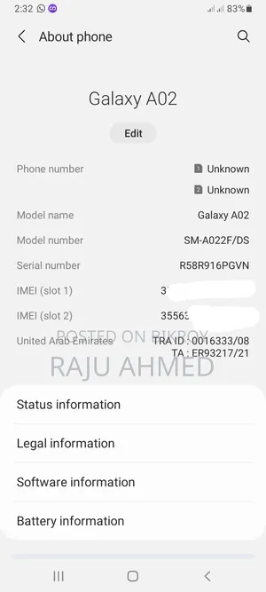 Samsung Galaxy A02 32 GB Blue