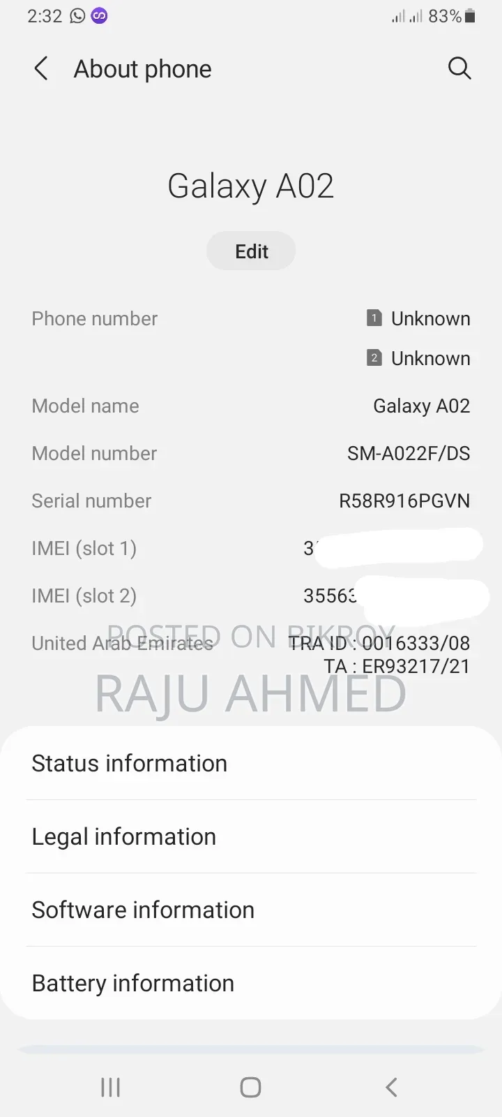 Samsung Galaxy A02 32 GB Blue