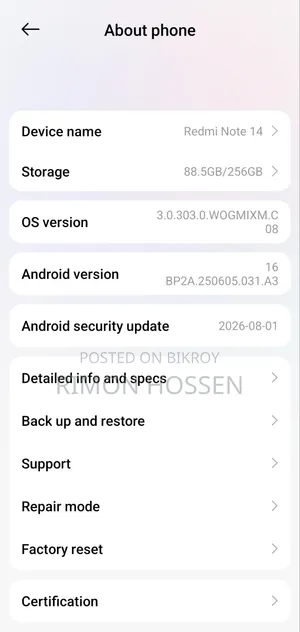Xiaomi Redmi Note 14 4G 256 GB Red