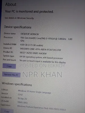 Laptop Dell Inspiron 15 3501 4GB Intel Core i3 SSD 256GB