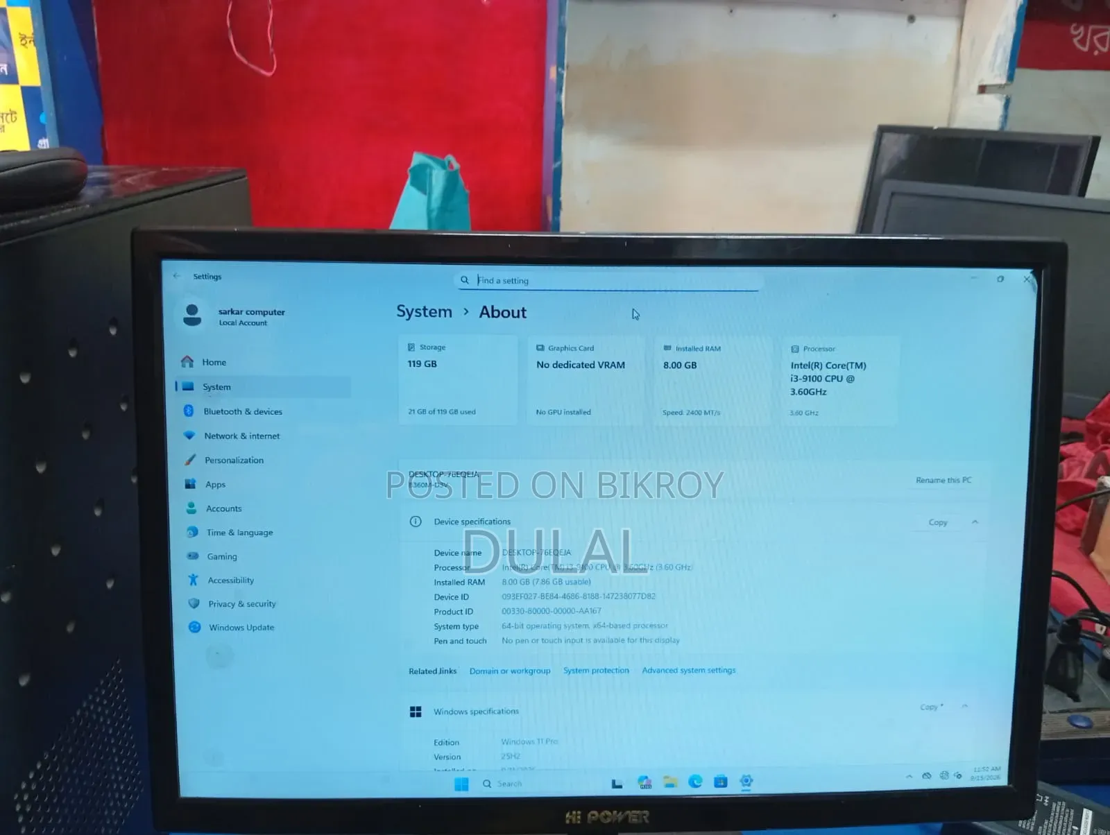 Desktop Computer Gigabyte 8GB Intel Core i3 HDD+SSD 128GB