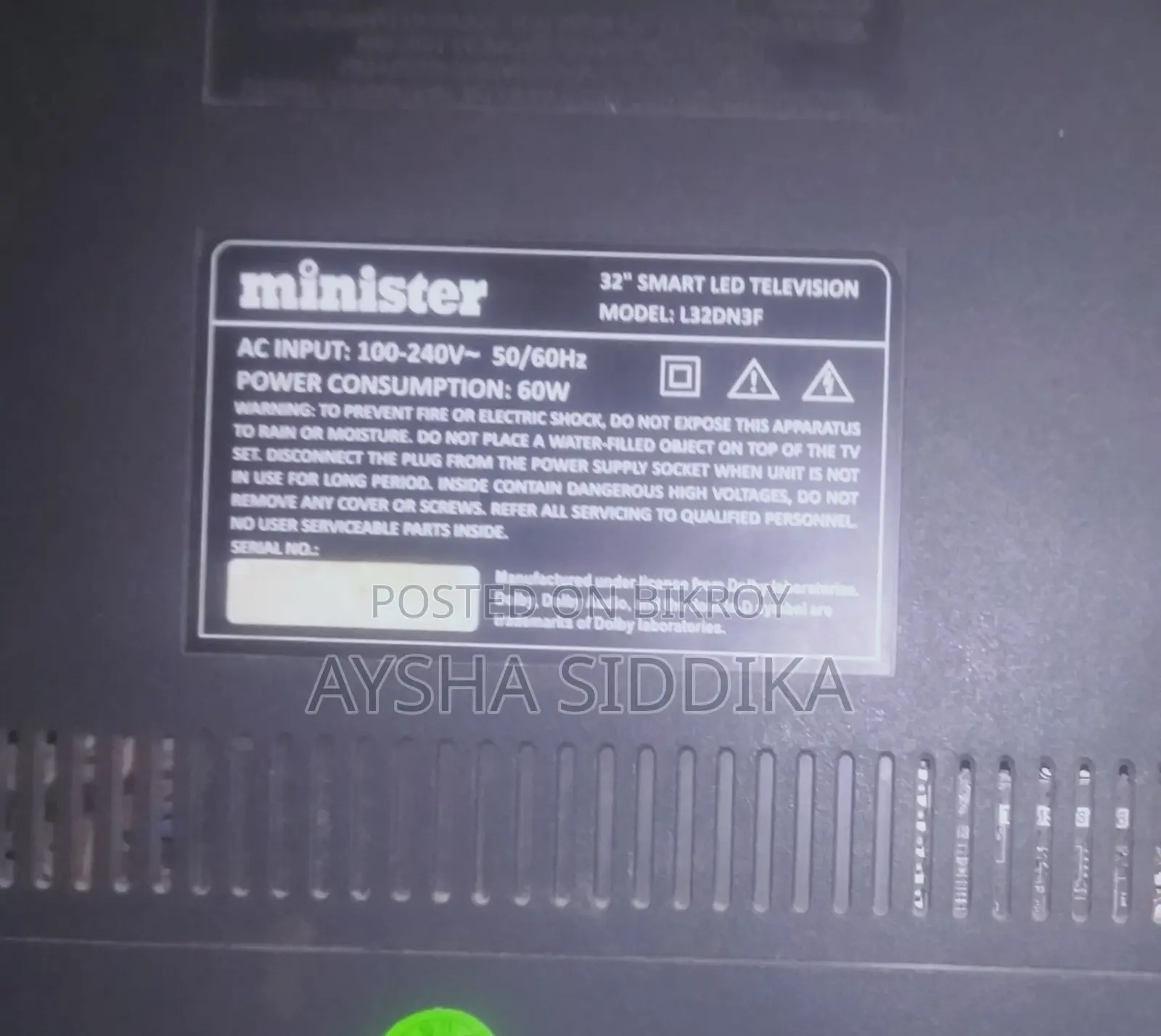 Minister 32 Inch LED TV L32DN3F - Display Problem