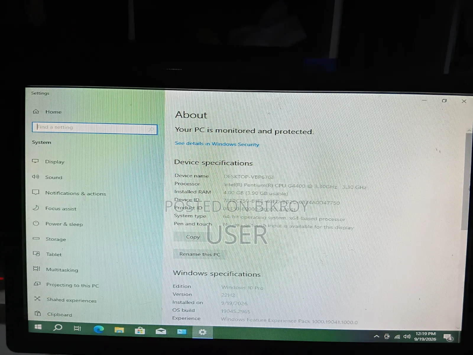 Desktop Computer Asus 4GB Intel Pentium SSD 128GB