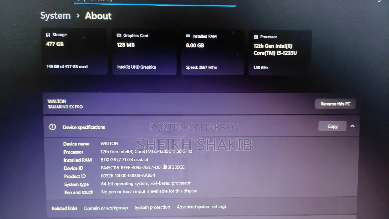 Laptop 8GB Intel Core i5 SSD 512GB