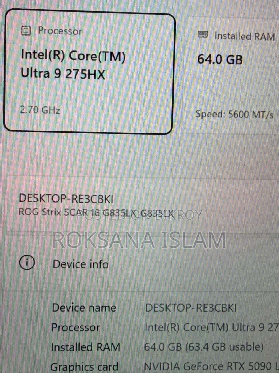 New Laptop Asus ROG Strix SCAR 18 64GB Intel Core Ultra 9 SSD 2T