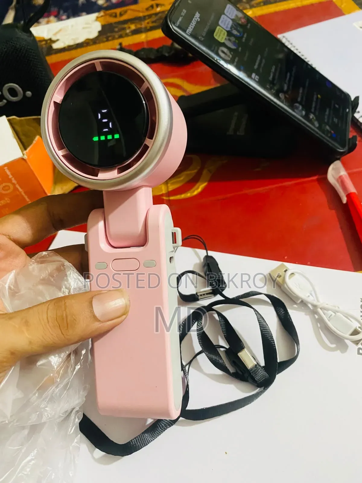 Digital Neck Fan 5 Speed USB Rechargeable Display