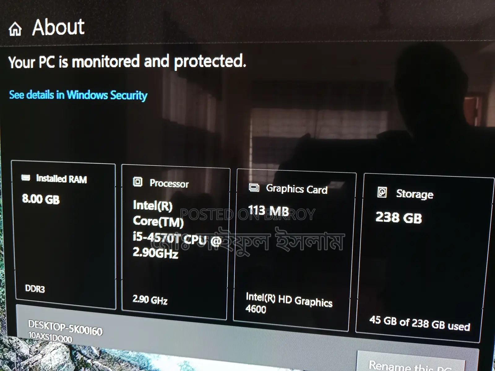Desktop Computer Lenovo ThinkCentre M720 8GB Intel Core i5 SSD 256GB