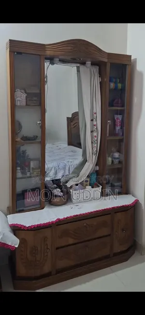 Wooden Dressing Table With Side Showcase Unit