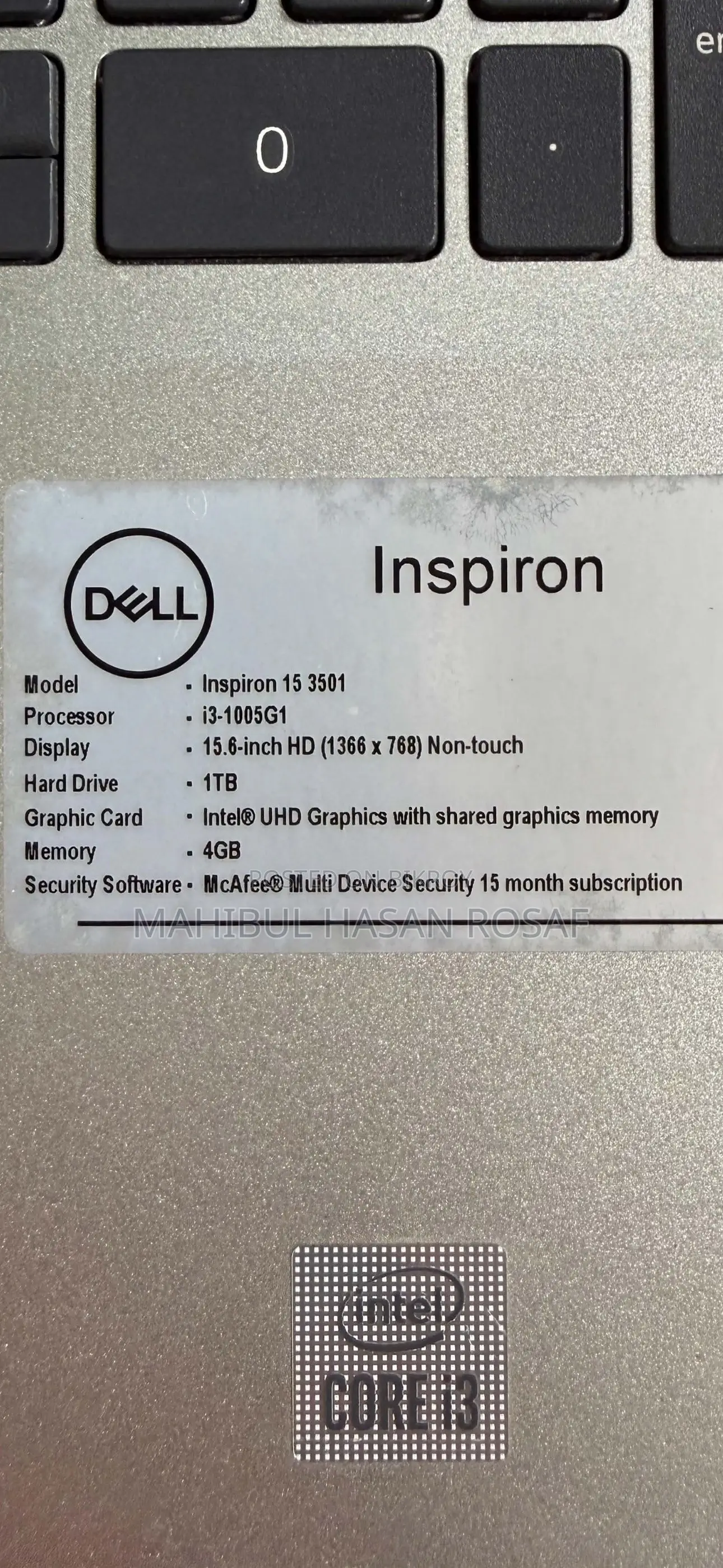 Laptop Dell Inspiron 15 3501 4GB Intel Core i3 SSD 1T
