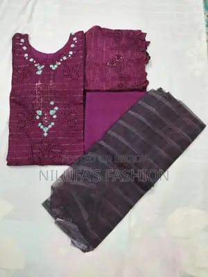 সেমি রেডি থ্রি-পিস সুতি কাপড়