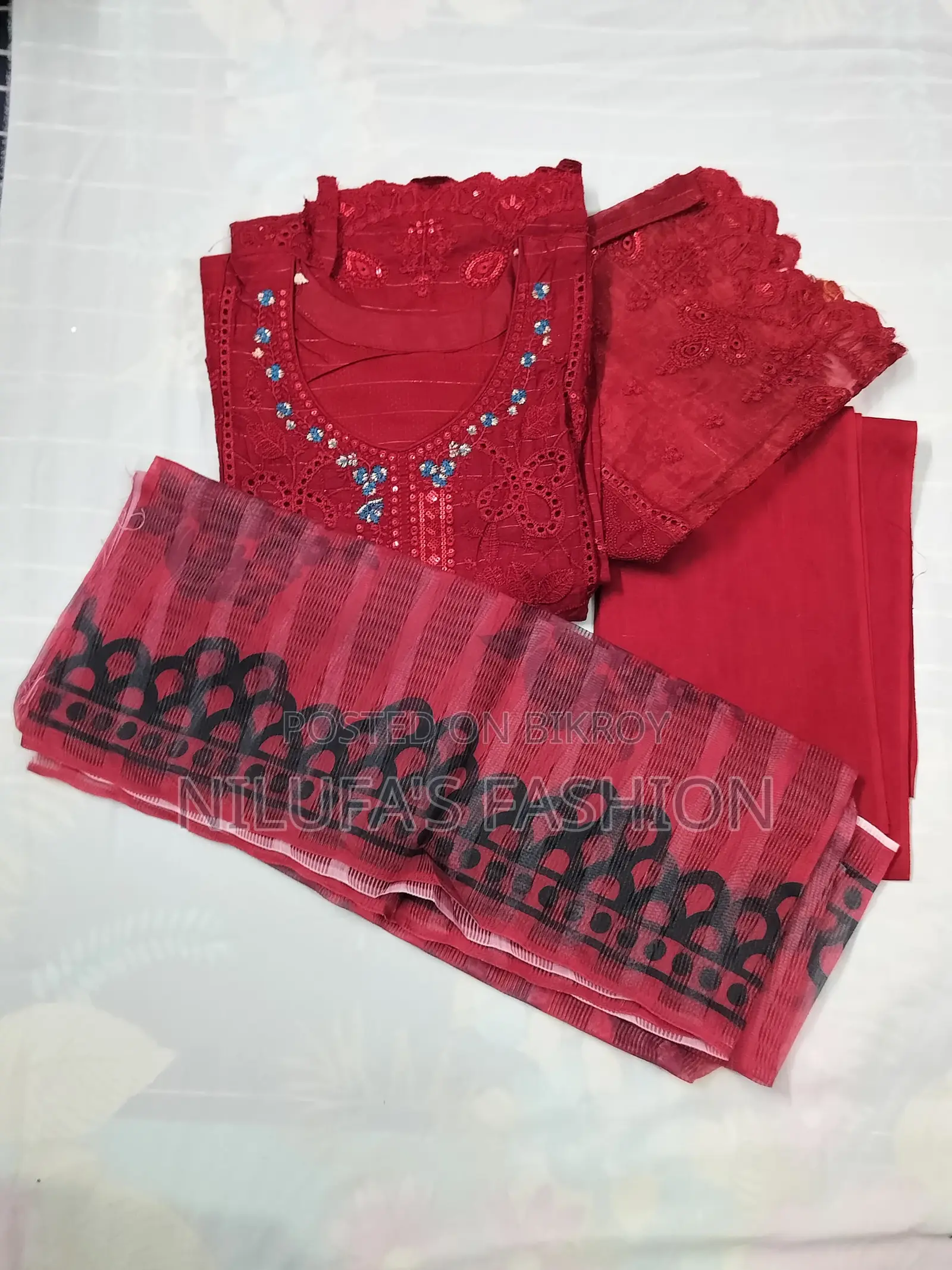 সেমি রেডি থ্রি-পিস সুতি কাপড়