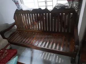 ৩ সিটের কাঠের সোফা (সেগুন) ফোম এবং কভার সহ