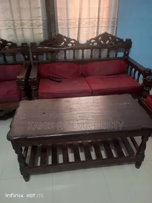 Teak Wood Sofa Set 2+2+2 Seat With Tea Table