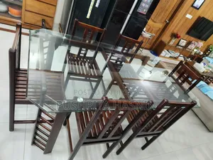 6 Seater Hatil Glass Top Dining Table