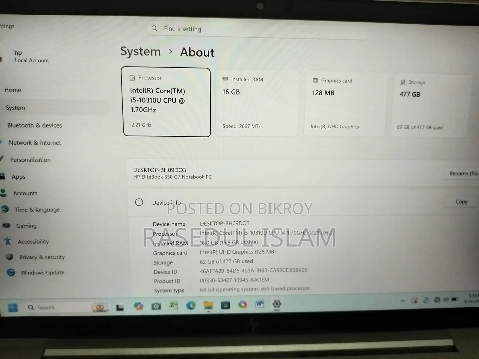 Laptop HP EliteBook 840 G6 16GB Intel Core i5 SSD 500GB