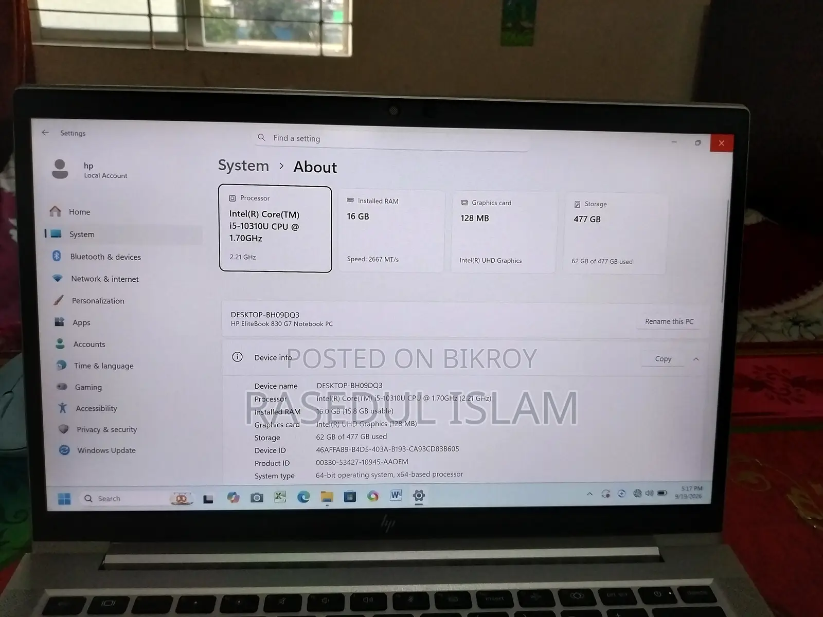 Laptop HP EliteBook 840 G6 16GB Intel Core i5 SSD 500GB
