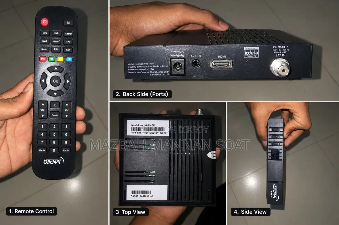 Akash DTH Full Setup - With Dish, LNB, Cable, HD Set-Top Box