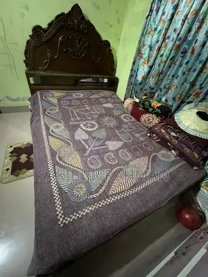 Old Carved Double Bed Teak Wood Cot for Sale