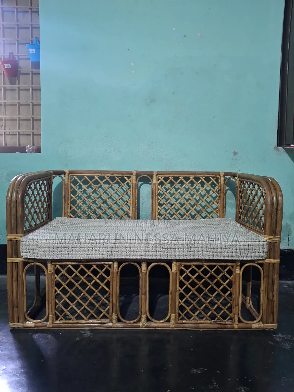 Rattan Two-Seater Sofa for Sale (including foam + cover)