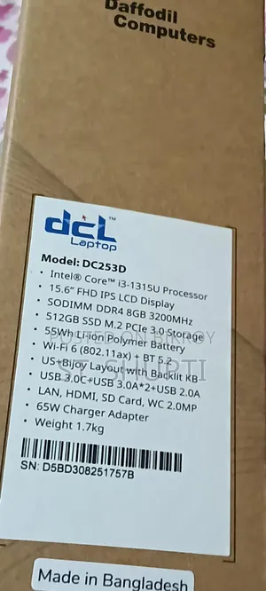 New Laptop 8GB Intel Core i3 SSD 512GB