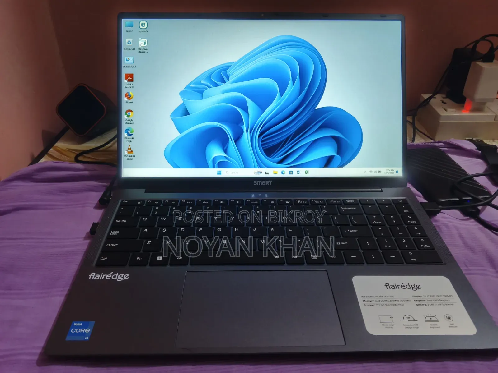 Laptop 8GB Intel Core i3 SSD 512GB