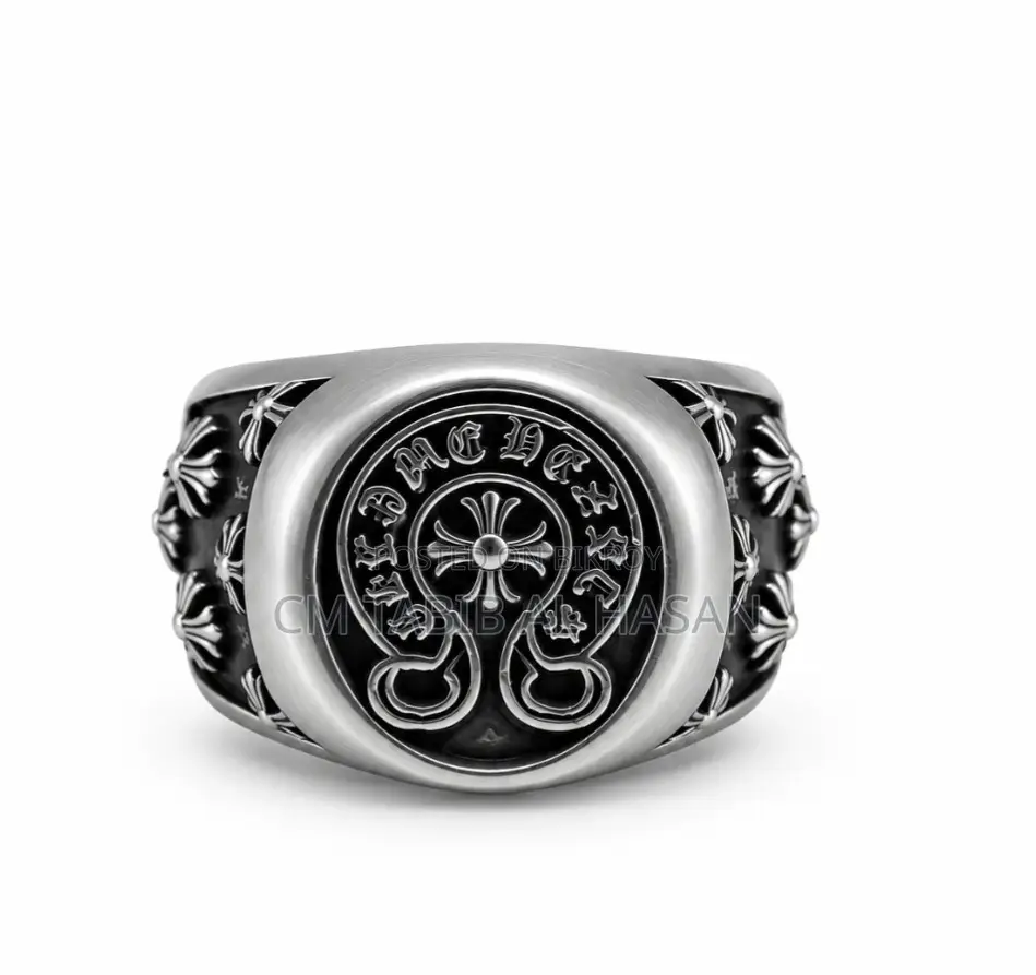 Chrome Steel Antique Ring