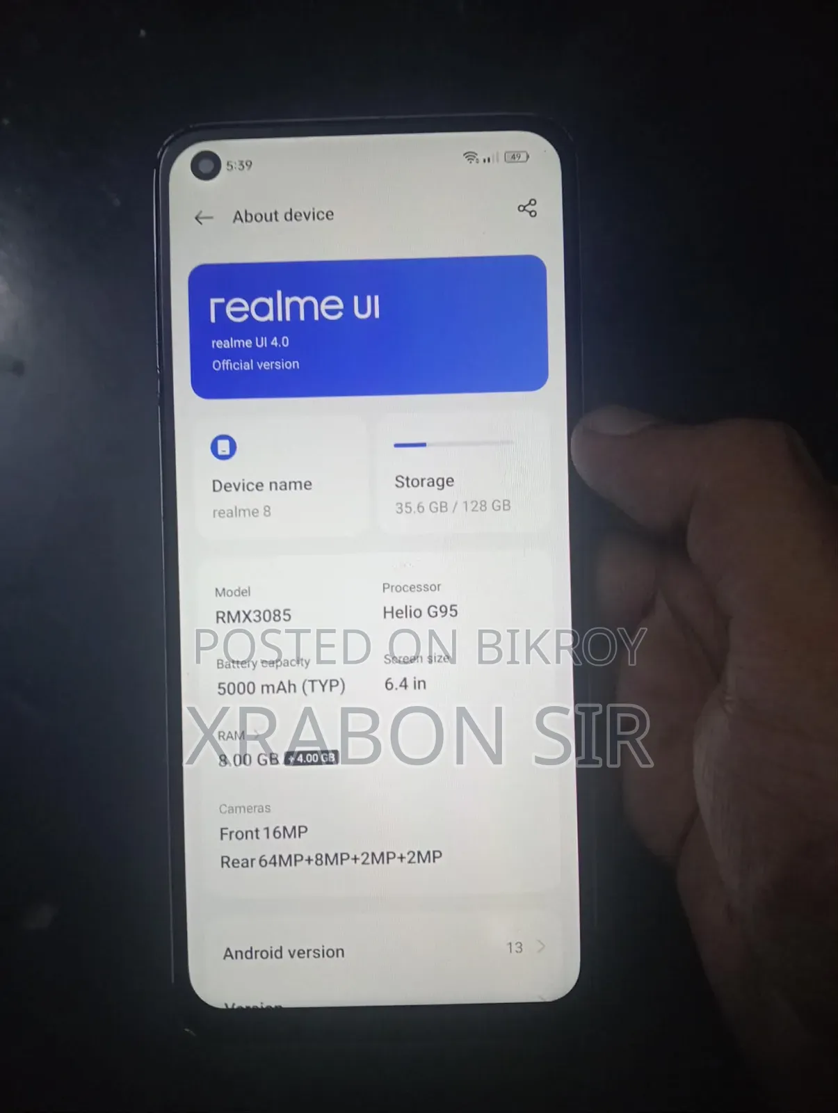 রিয়েলমি ৮ ৫জি ১২৮ জিবি সিলভার