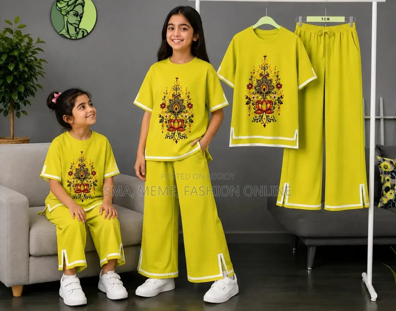 কিডস পূজা টিশার্ট অ্যান্ড প্যান্ট সেট