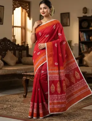Khadi Cotton Saree with Lace Work and Blouse Piece