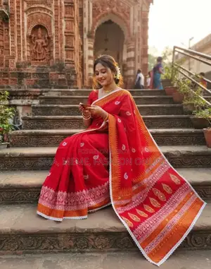 Khadi Cotton Saree with Lace Work and Blouse Piece
