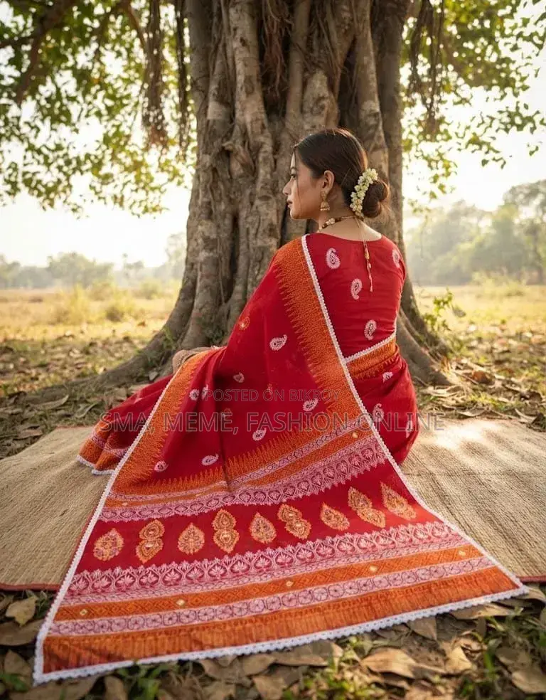 Khadi Cotton Saree with Lace Work and Blouse Piece
