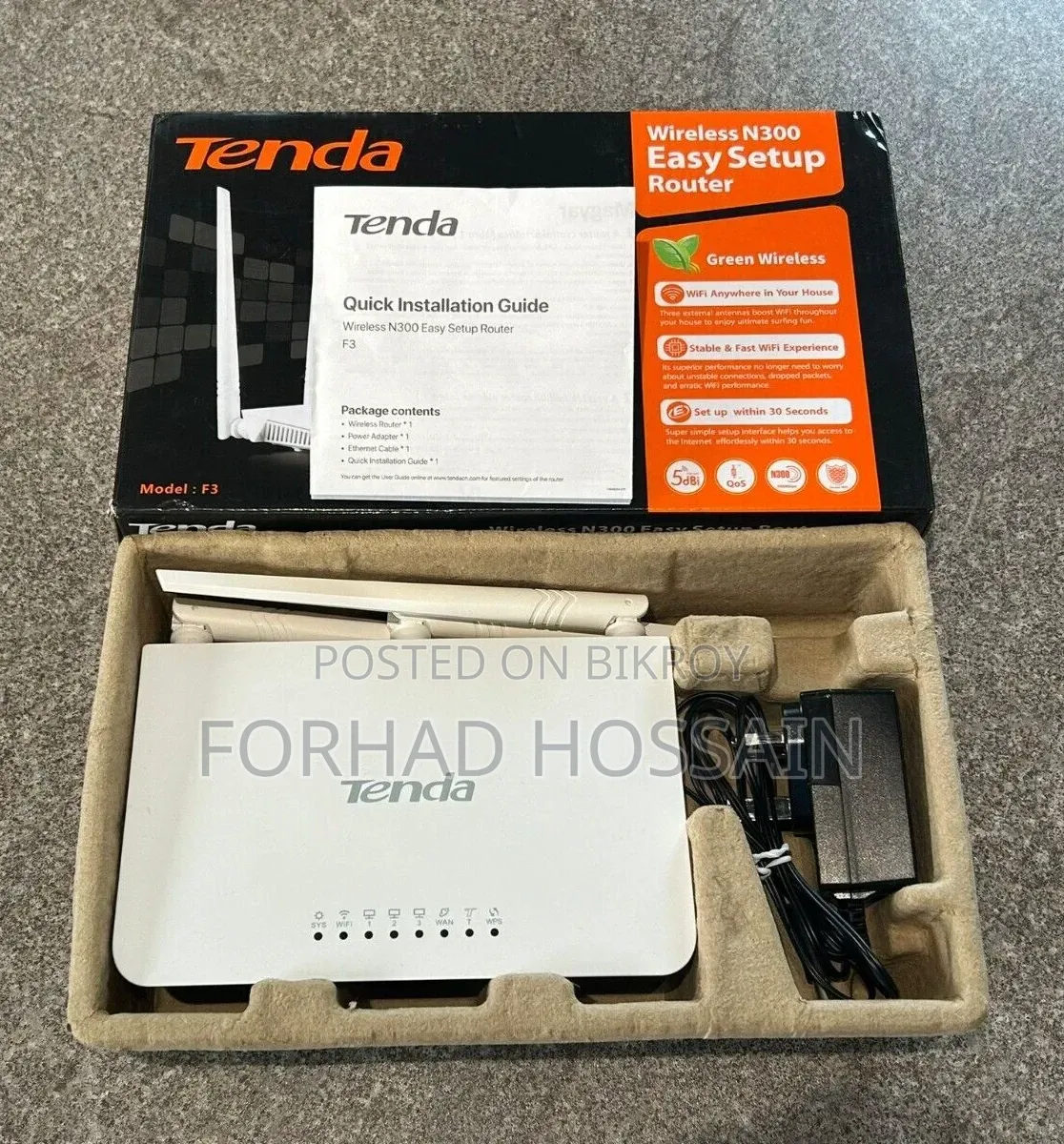 Tenda F3 Wireless N300 Router - Full Boxed