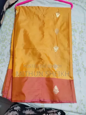 Half Silk Saree, Orange Yellow Color