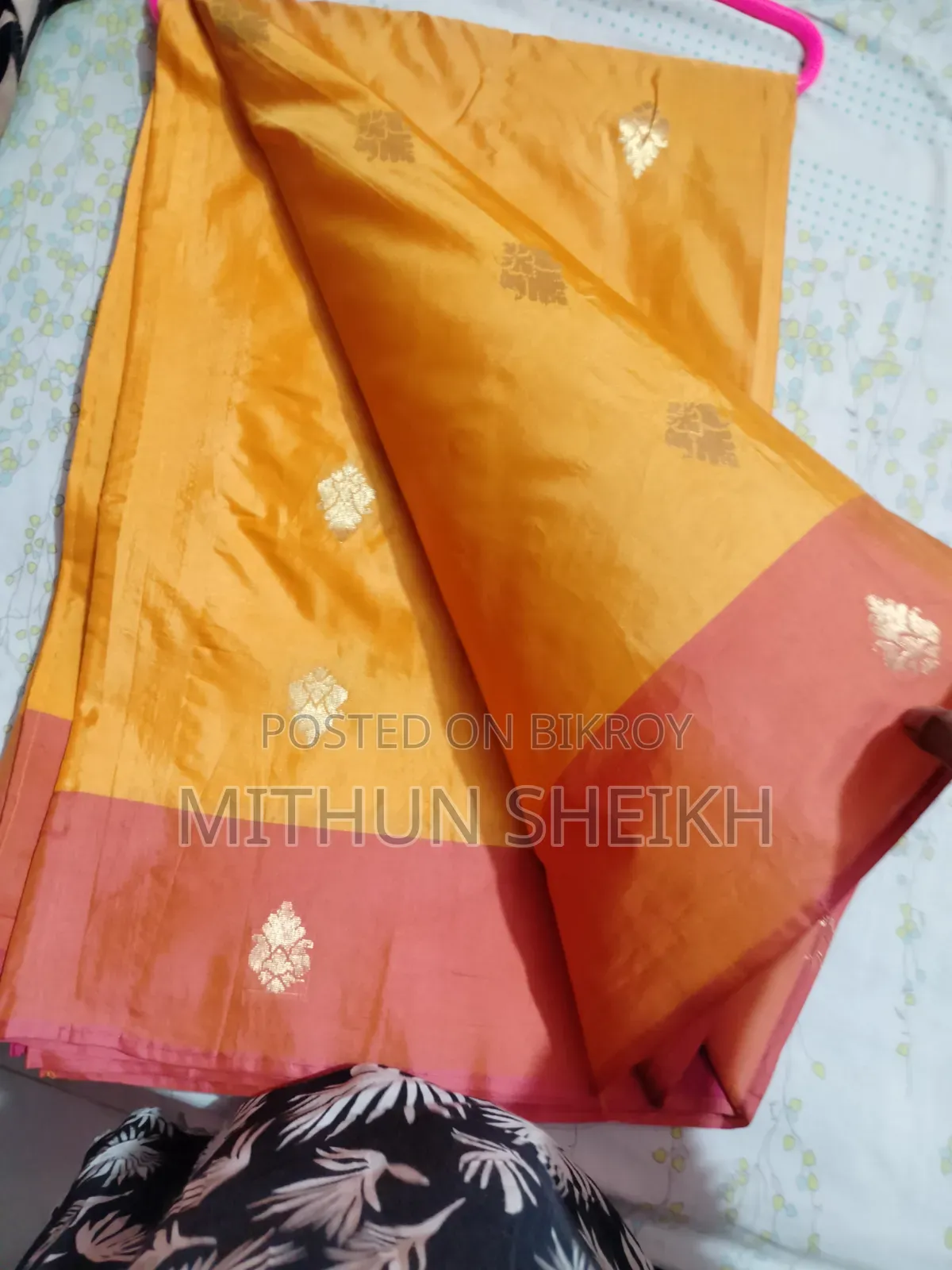 Half Silk Saree, Orange Yellow Color