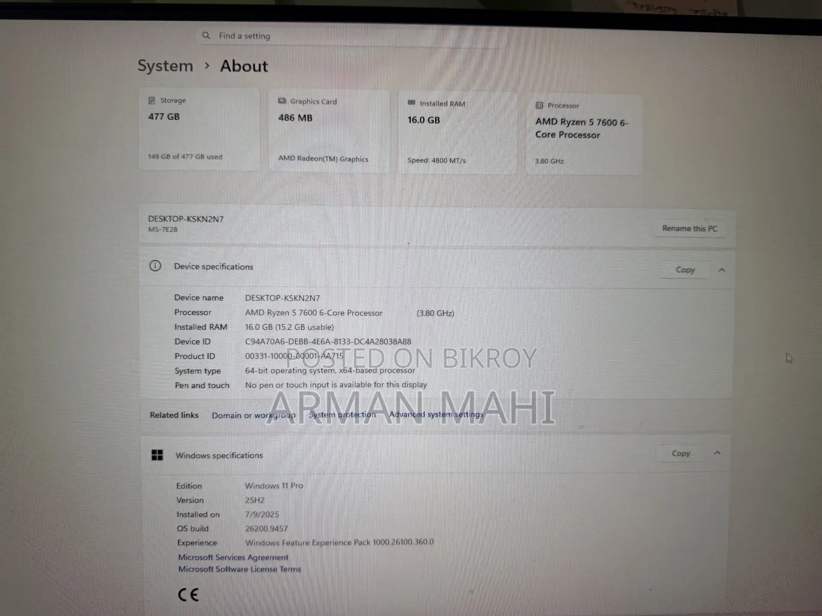 New MSI Desktop Computer 16GB AMD Ryzen 5 HDD 512GB
