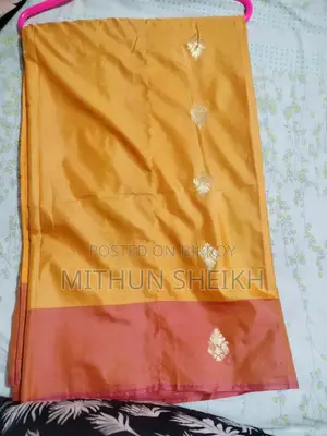 Half Silk Saree, Orange Yellow Color