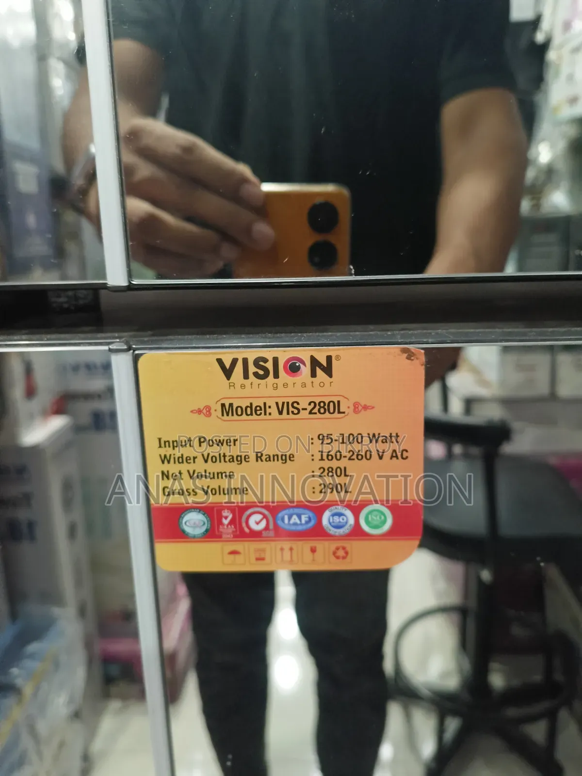 VISION Top Mount Refrigerator RE-280 Liter Mirror White Purple