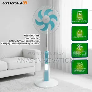 28 Hours Backup Fan Novena Rechargeable Remote Control Stand Fan 16 Inch