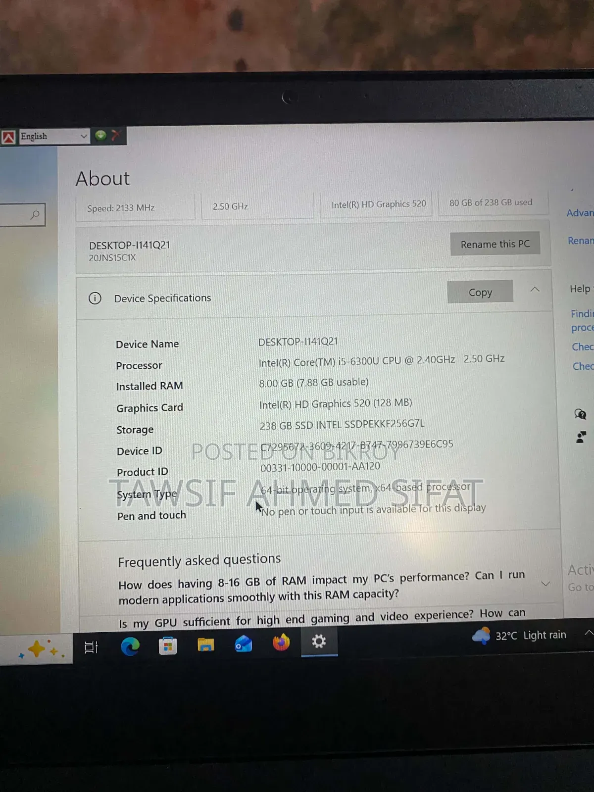 New Laptop Lenovo ThinkPad T470 8GB Intel Core i5 HDD 256GB