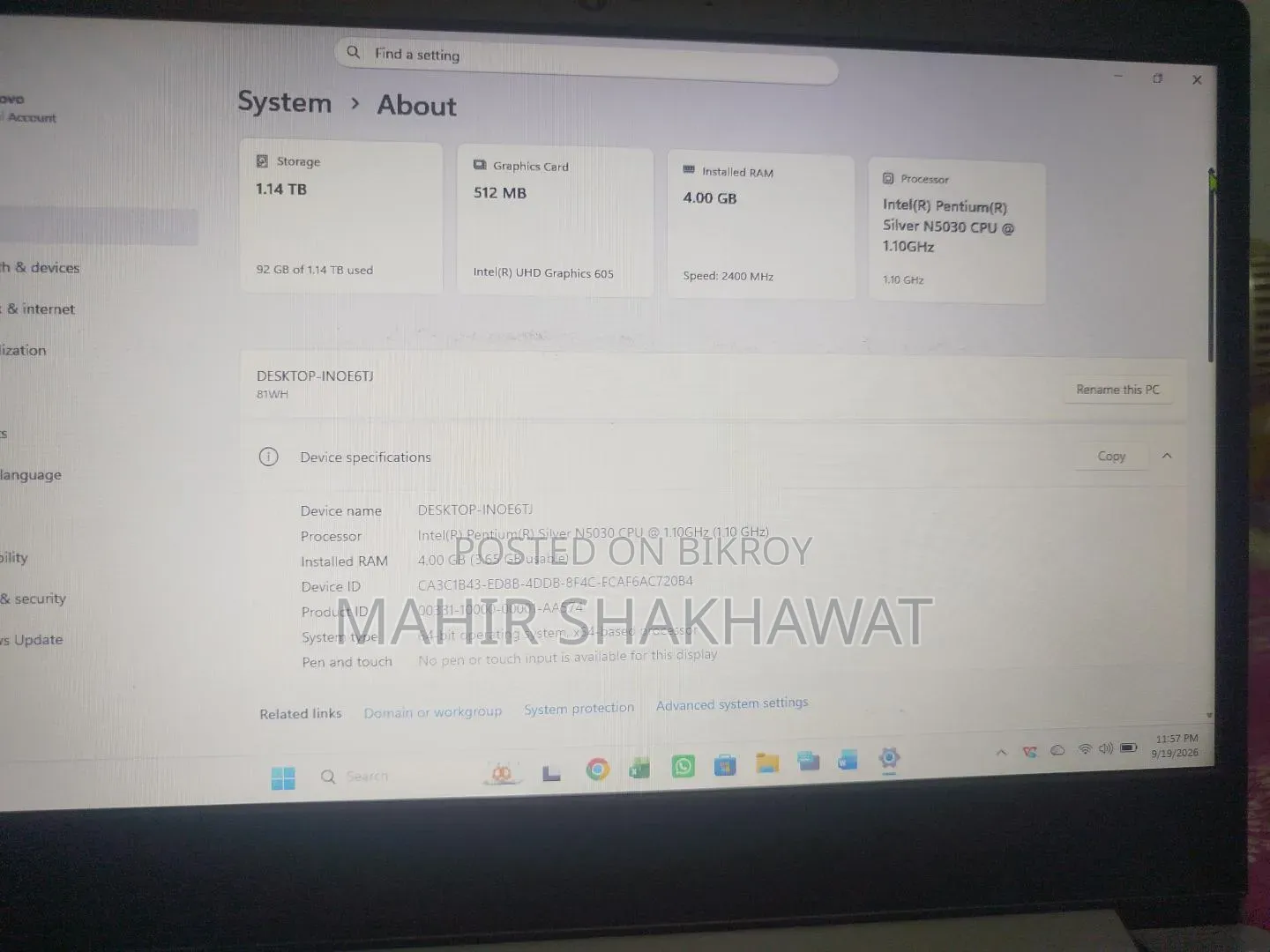 Laptop Lenovo Ideapad 3 4GB Intel Pentium HDD 1T