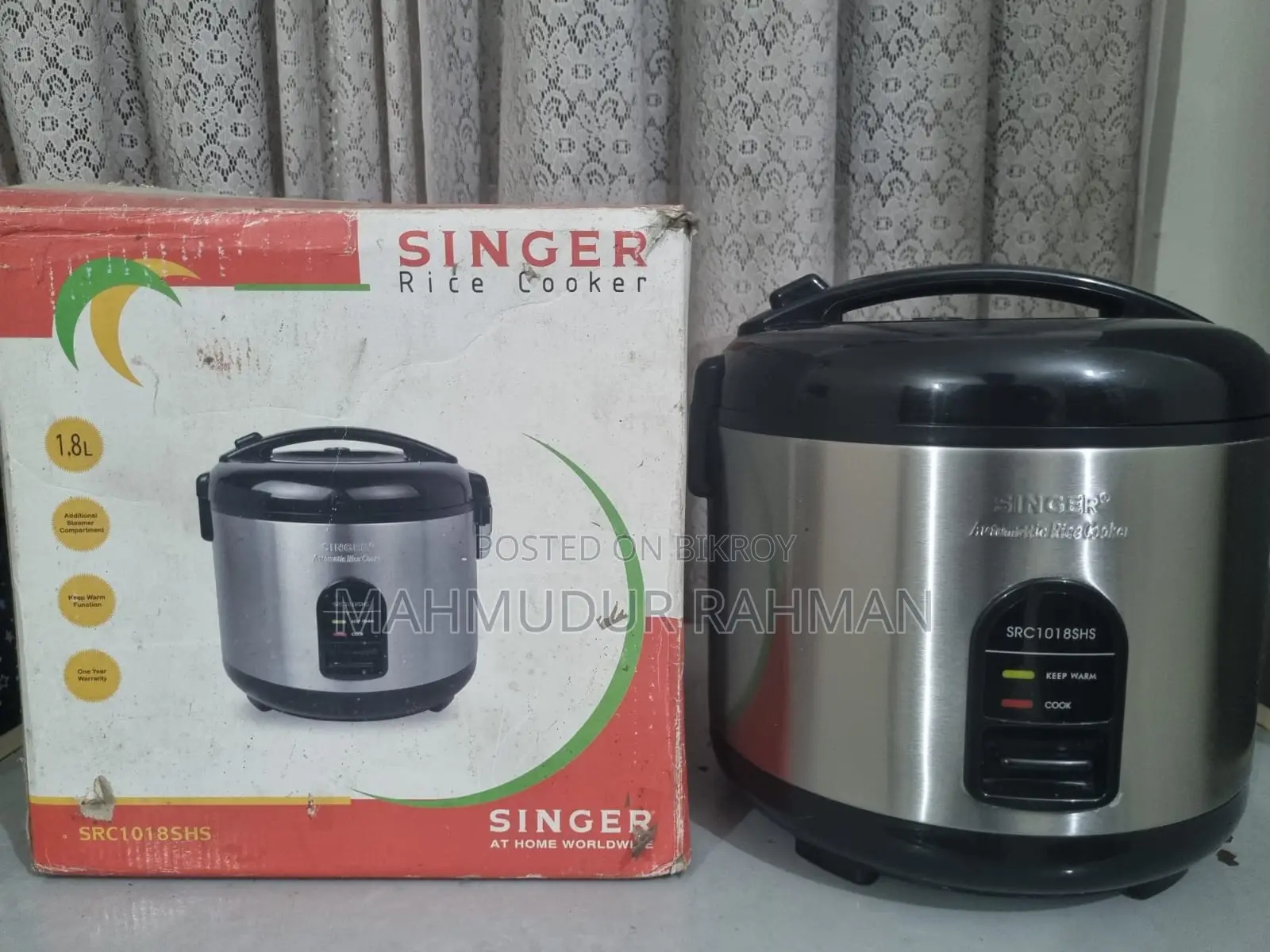 সিঙ্গার রাইস কুকার ১.৮ লিটার ৭০০ ওয়াট