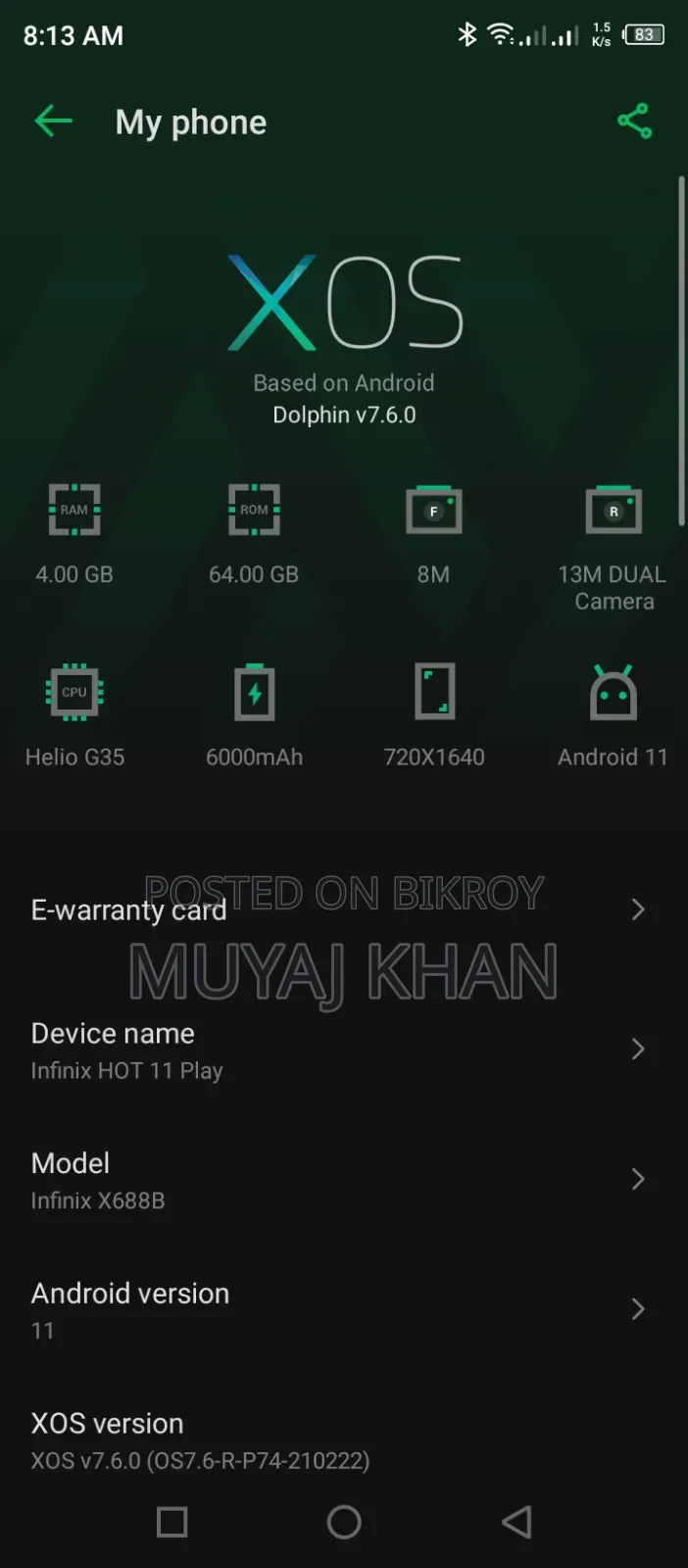 Infinix Hot 11 Play 64 GB Green