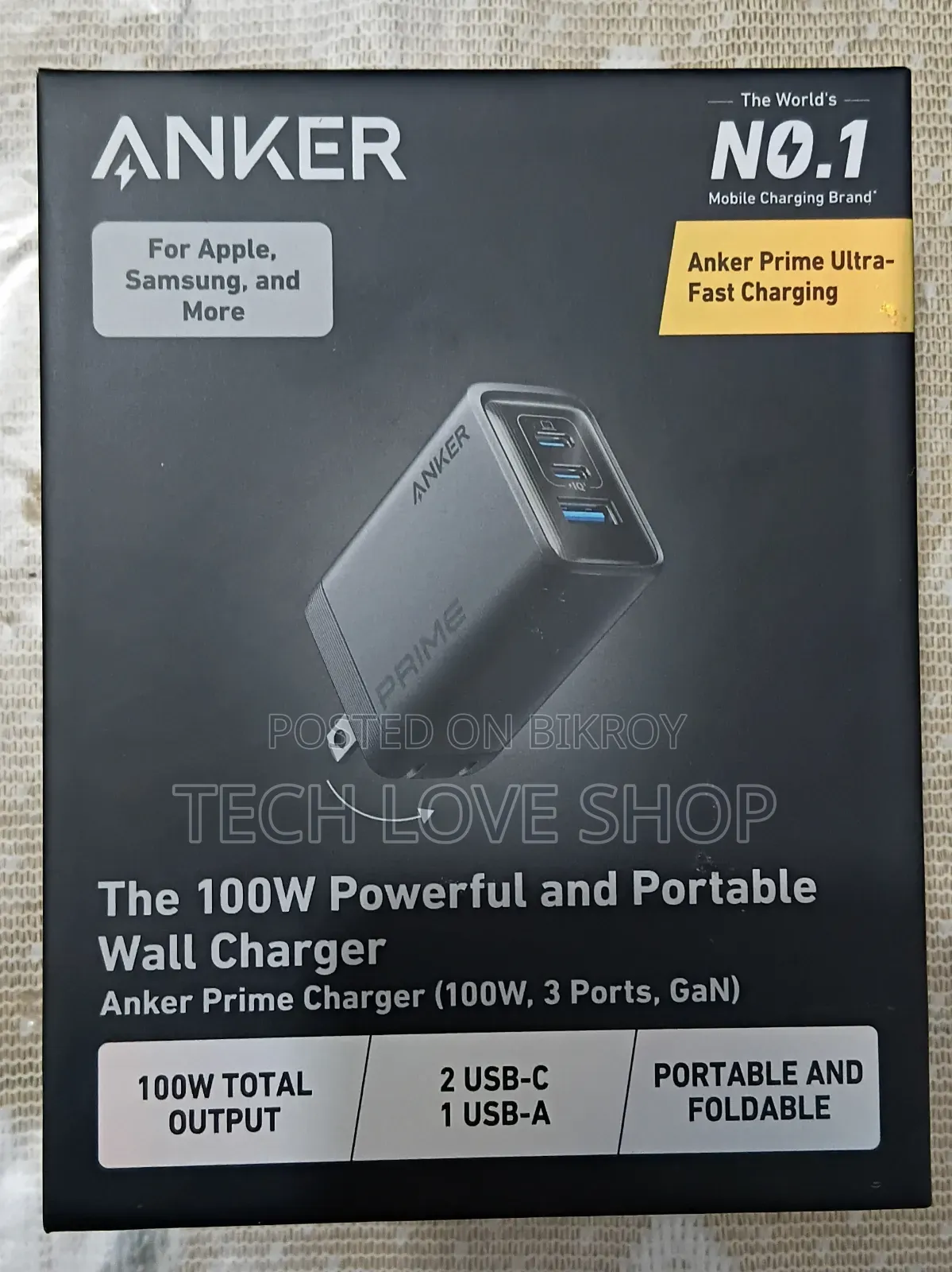 Anker Prime 100W GaN Charger + 100W Cable Combo (US Import, Sealed)