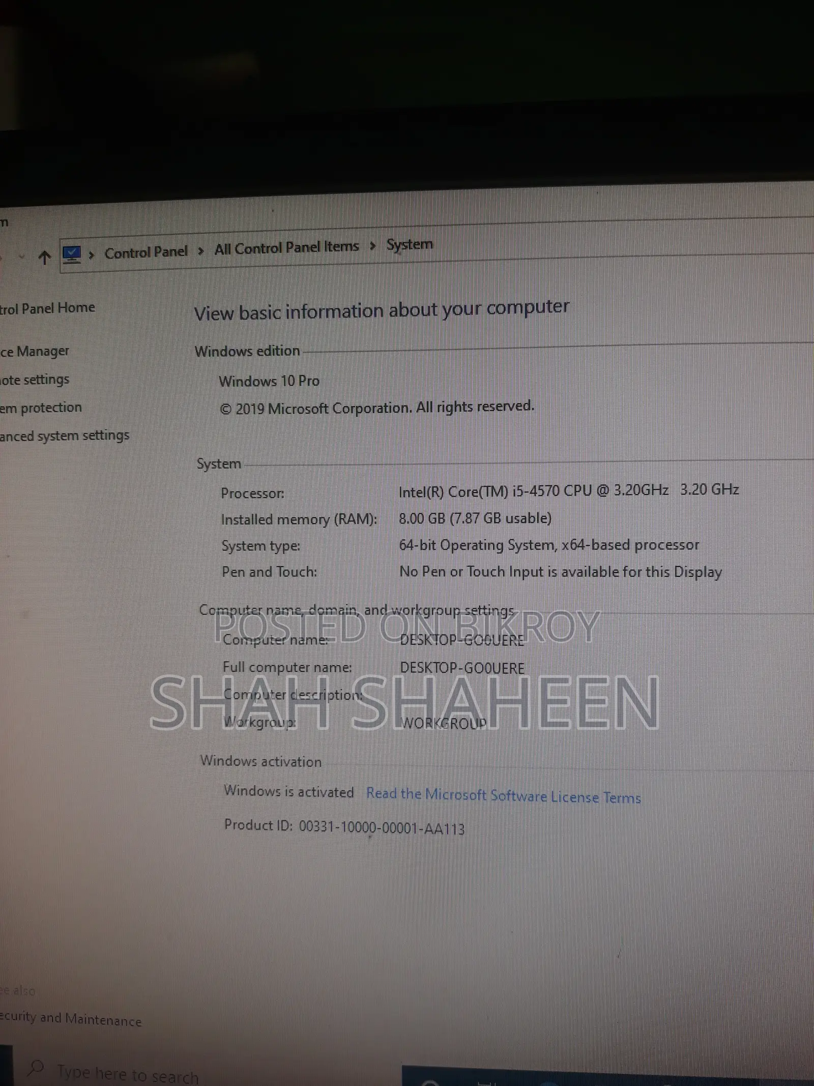 Desktop Computer 8GB RAM Intel Core i5 SSD 128GB