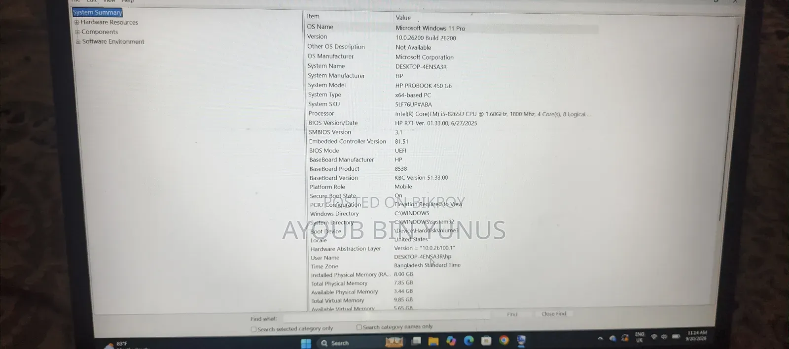 Laptop HP ProBook 450 G6 8GB Intel Core i5 HDD+SSD 750GB